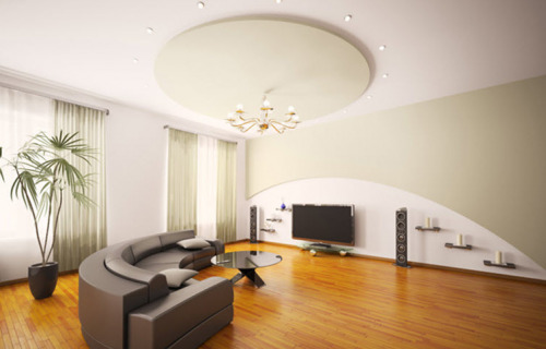 стильный интерьер с подвесным потолком