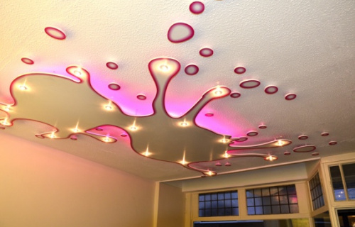 оригинальный фигурный потолок с подсветкой