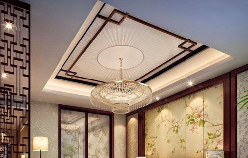 потолок из гипсокартона с отделкой