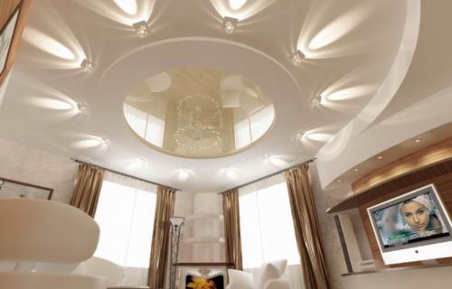 красивая подсветка потолка в зале