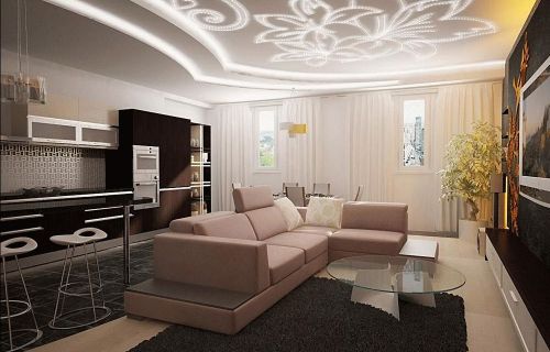 светодиодная подсветка потолка в зале