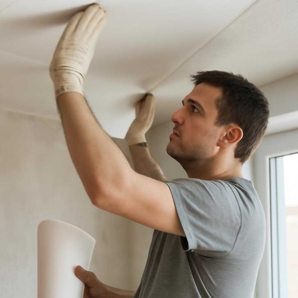 оклейка потолка