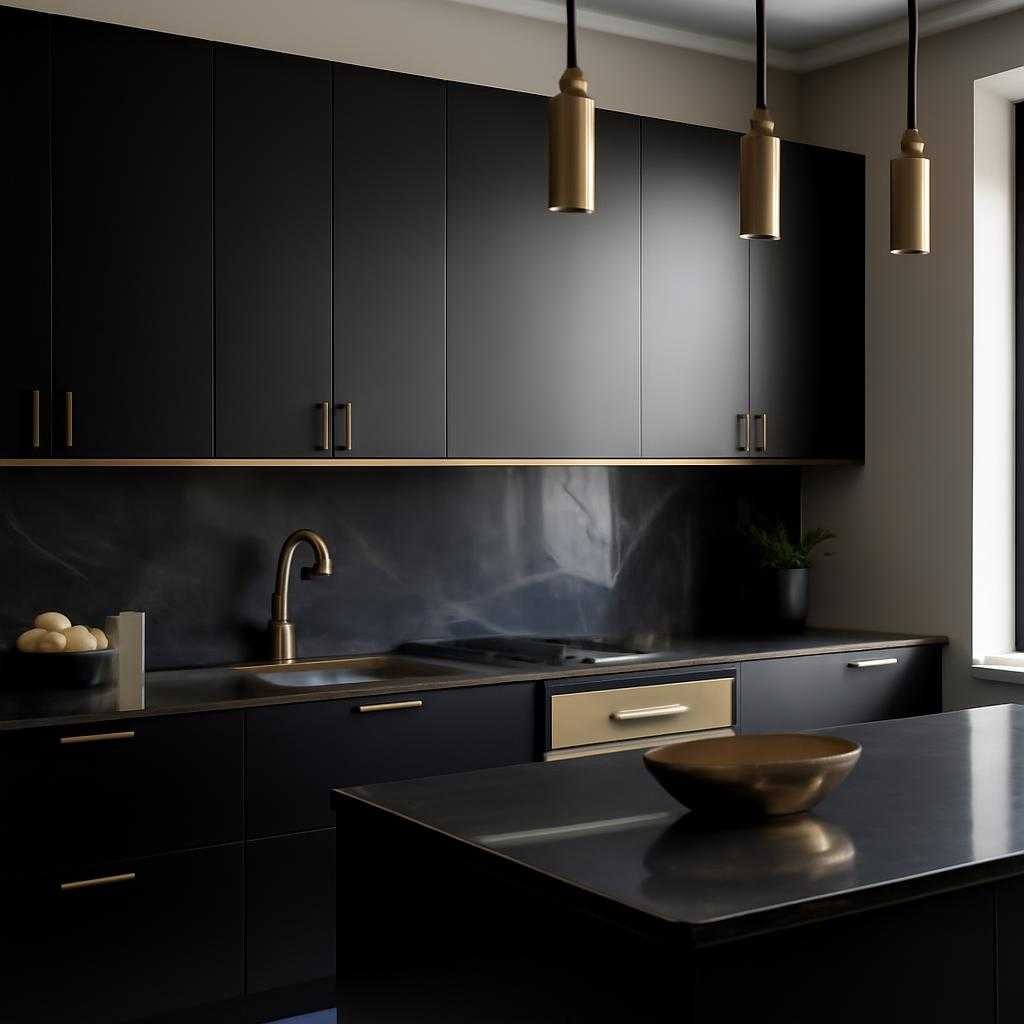 золото черный кухня