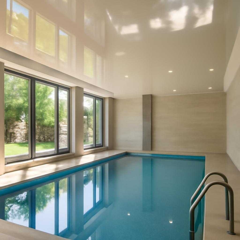 глянцевые натяжные потолки для бассейна