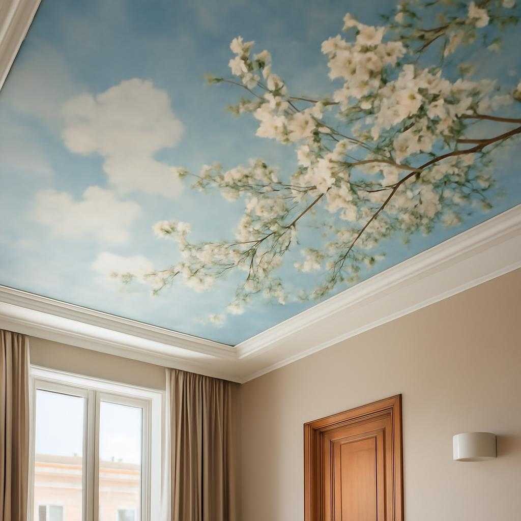 художественные натяжные потолки